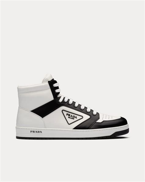 prada 1226 mens black white lace up tennis shoes|prada sneakers for men.